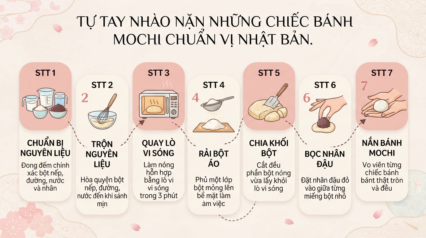 Bánh mochi: cách làm chuẩn dẻo ngon và lưu ý sức khỏe khi ăn