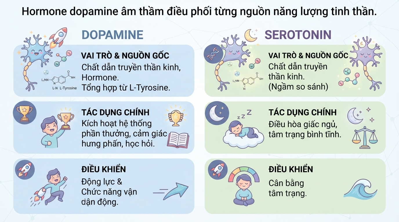 Dopamine là gì? Tác dụng, dấu hiệu thiếu hụt và cách tăng tự nhiên