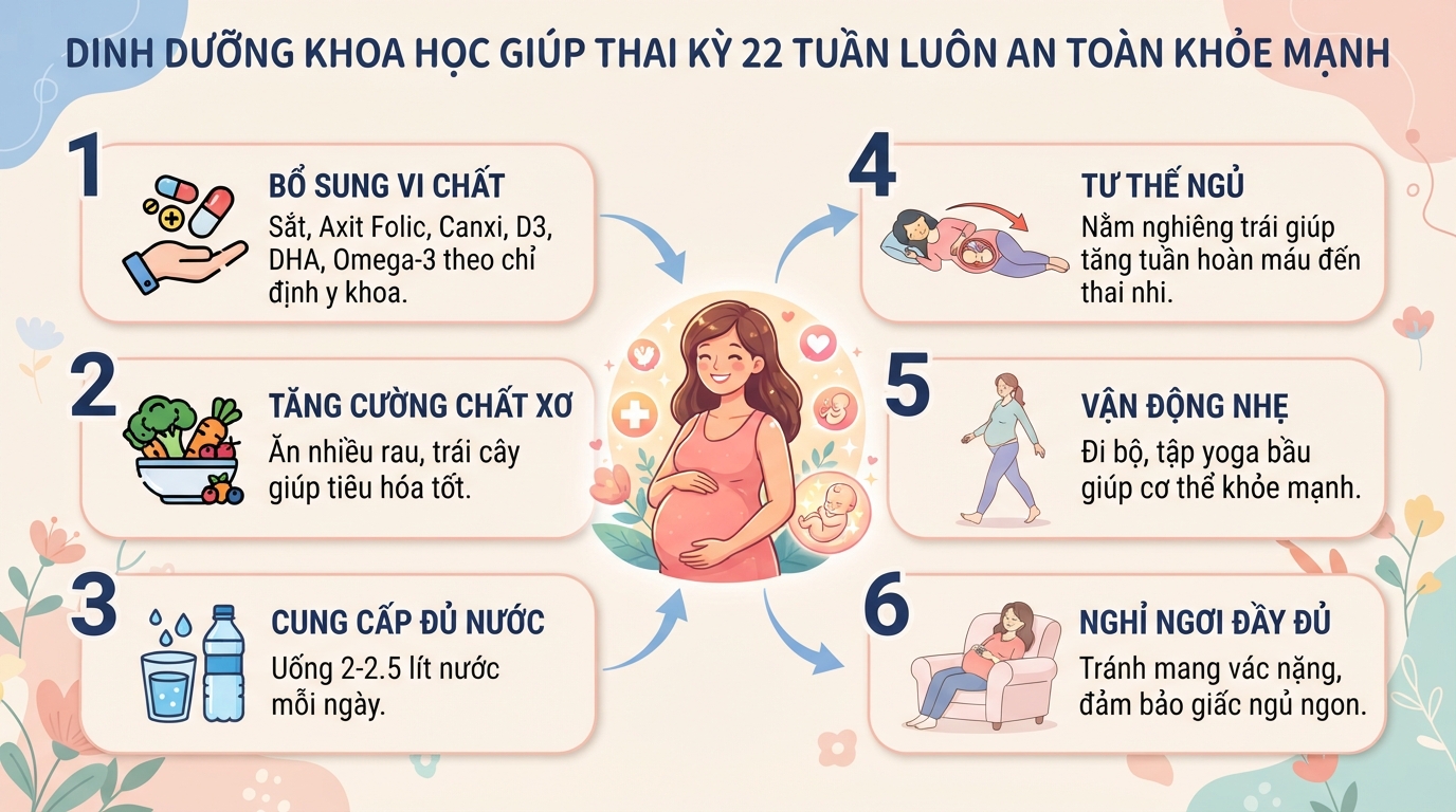 Thai 22 tuần là mấy tháng? Chỉ số phát triển và mốc siêu âm cần biết