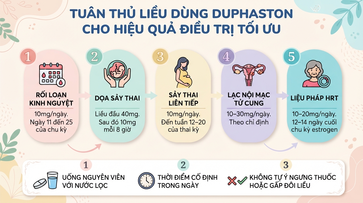 Duphaston 10mg: Công dụng, liều dùng và lưu ý khi sử dụng