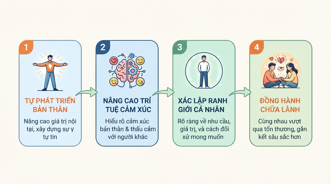 Thực hành tự thấu hiểu và thiết lập ranh giới cảm xúc là tiền đề thu hút.