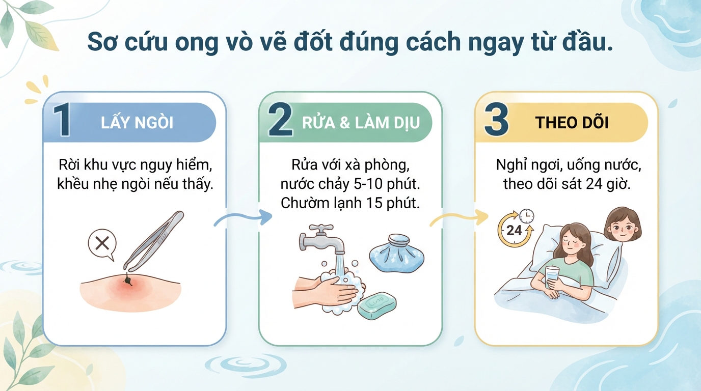 Bị ong vò vẽ đốt 1 nốt có sao không? Cách sơ cứu đúng cách