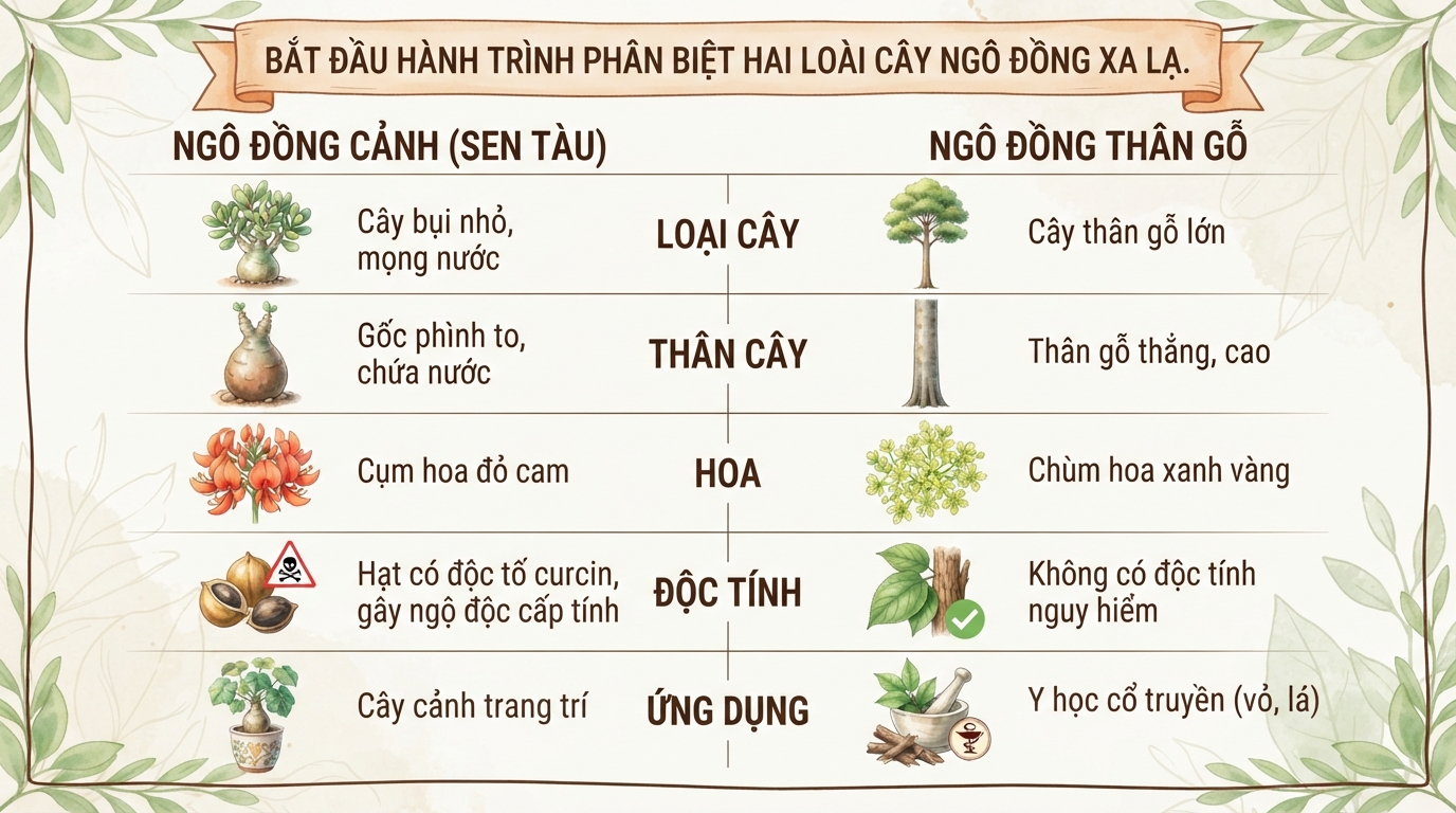 Nhận biết cây ngô đồng, công dụng và nguy cơ ngộ độc cần lưu ý