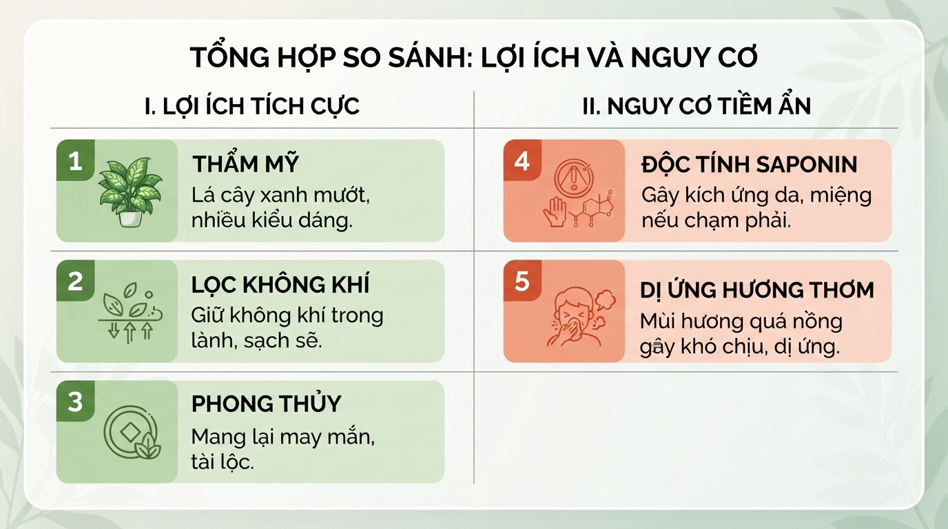 Tổng hợp so sánh giữa giá trị thẩm mỹ, phong thủy và những nguy cơ tiềm ẩn.