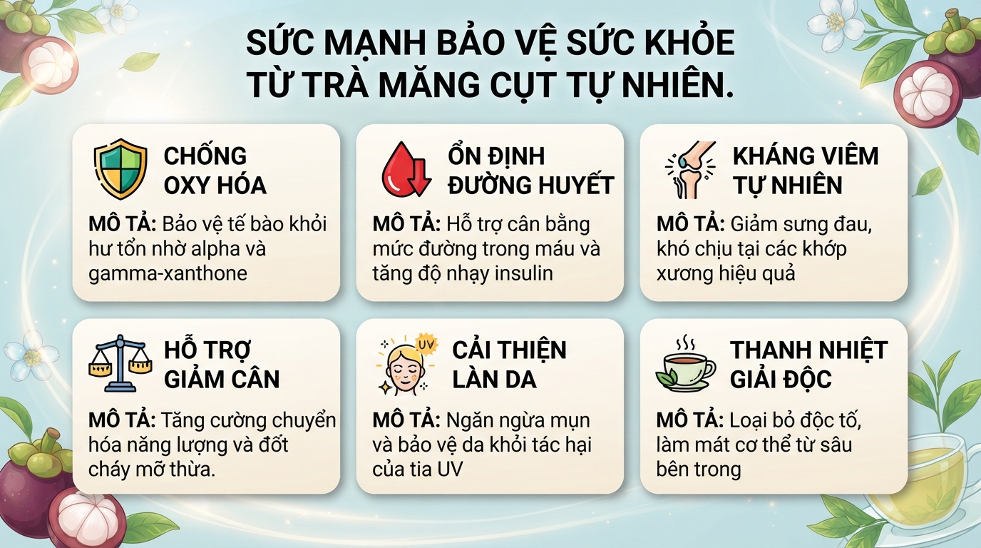 Trà măng cụt có tác dụng gì? 6 lợi ích và lưu ý sử dụng