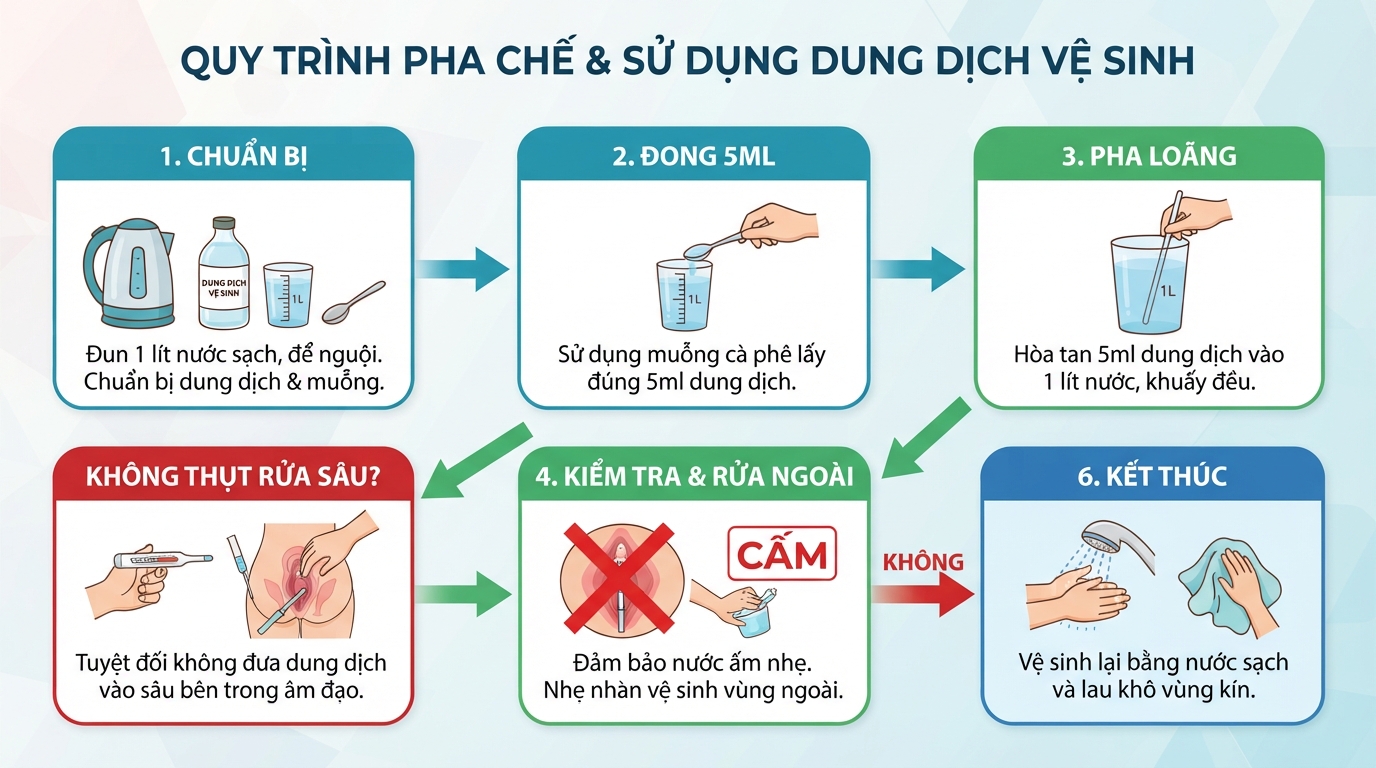 Tỷ lệ chuẩn 5ml dung dịch với 1 lít nước để rửa ngoài.