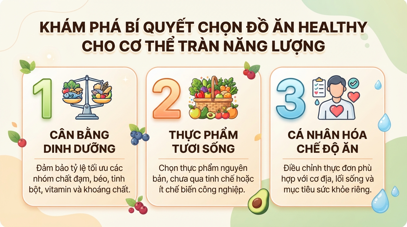 Đồ ăn healthy là gì? Gợi ý thực đơn cân bằng, dễ áp dụng