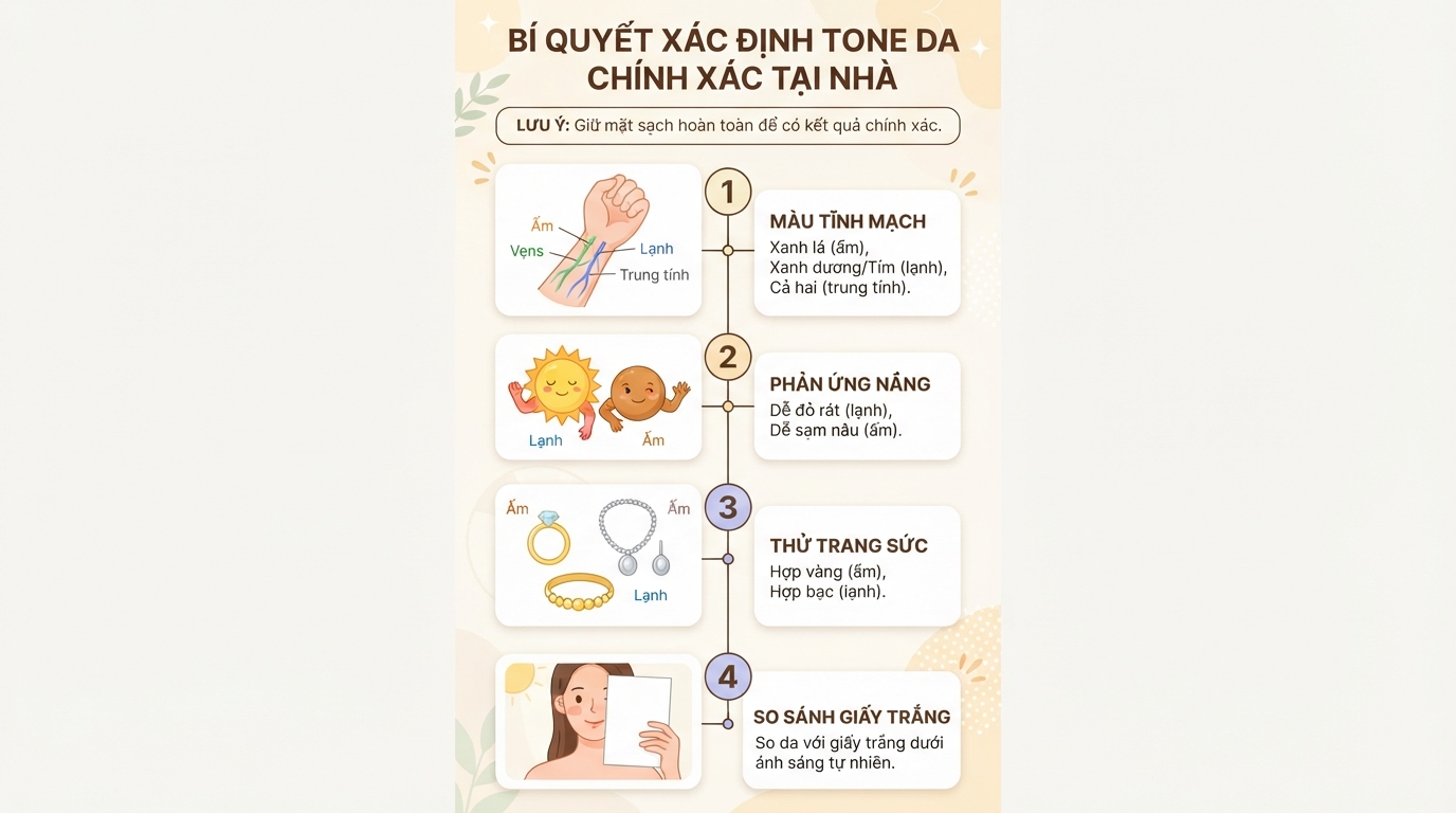 Màu da là gì? Cách xác định tone da và undertone chuẩn xác