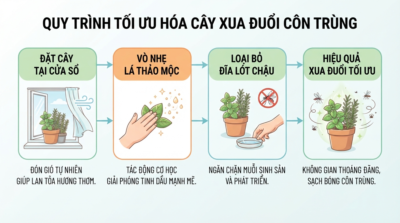 Vò nhẹ lá thảo mộc giúp tinh dầu phát tán nhanh hơn trong không khí.