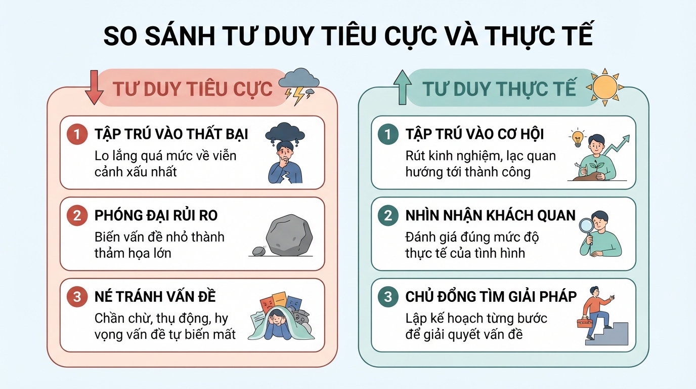 Xác định tiêu cực là gì giúp bạn thay thế suy nghĩ bi quan bằng tư duy thực tế.