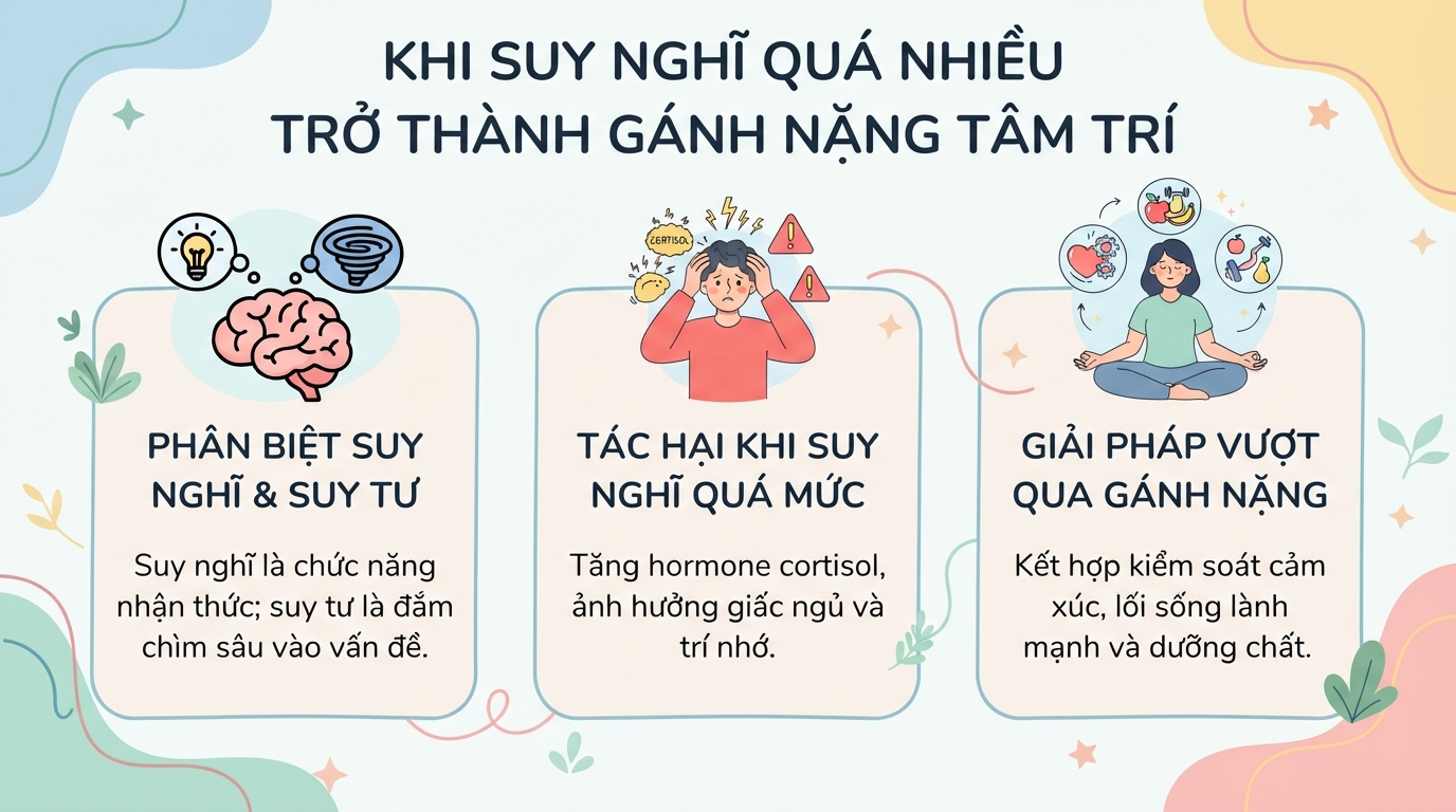 Suy nghĩ và suy tư: Khác biệt, tác động sức khỏe và cách kiểm soát