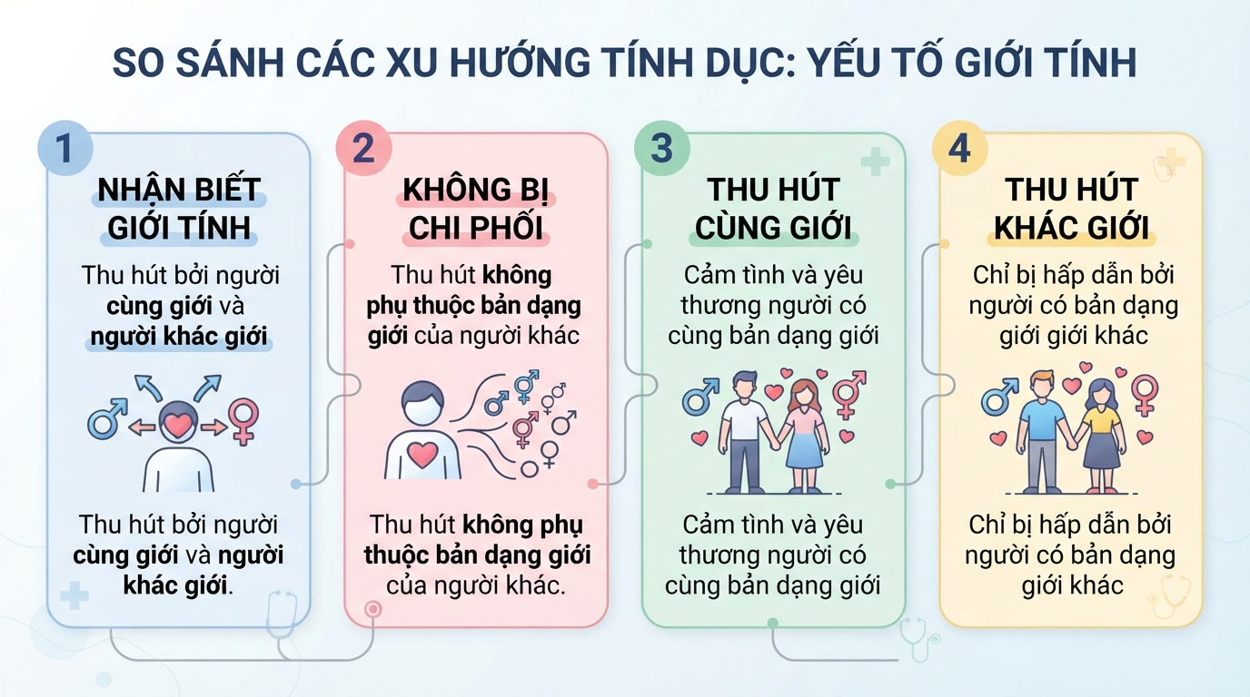 Yếu tố giới tính đóng vai trò nhận biết quan trọng để phân biệt các xu hướng.