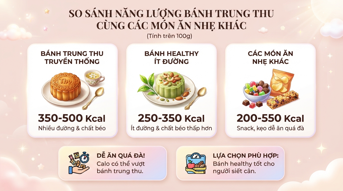 1 cái bánh trung thu bao nhiêu calo? Bảng calo và mẹo ăn không béo