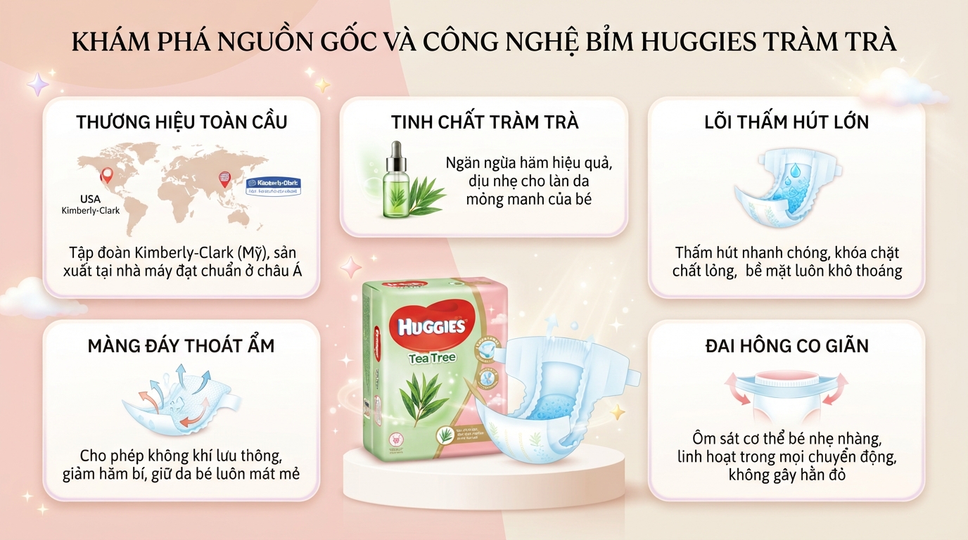 Bỉm Huggies tràm trà có tốt không? Đánh giá chi tiết từ thực tế trải nghiệm