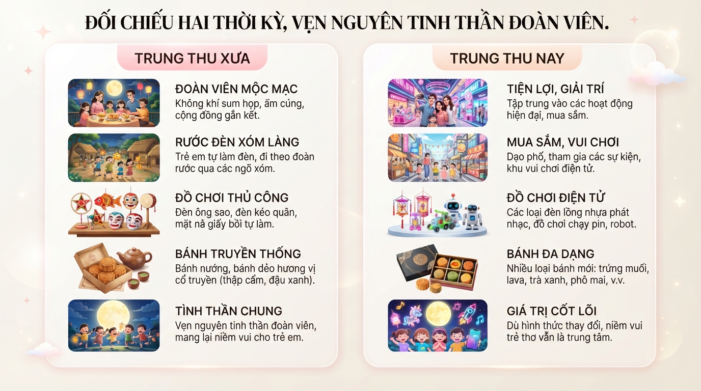 Sự khác biệt giữa Trung thu xưa và nay và cách giữ lửa truyền thống