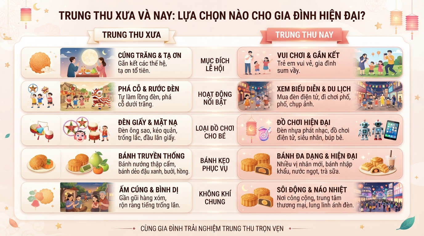Bảng so sánh giúp gia đình lựa chọn cách đón tết phù hợp nhịp sống. Bảng so sánh giúp gia đình lựa chọn cách đón tết phù hợp nhịp sống.