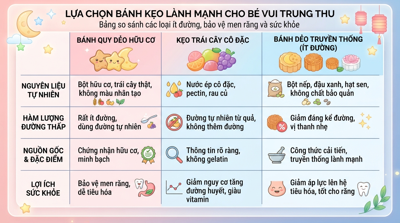 Bánh kẹo ít đường giúp bảo vệ men răng và giảm nguy cơ tăng đường huyết ở bé. Bánh kẹo ít đường giúp bảo vệ men răng và giảm nguy cơ tăng đường huyết ở bé.