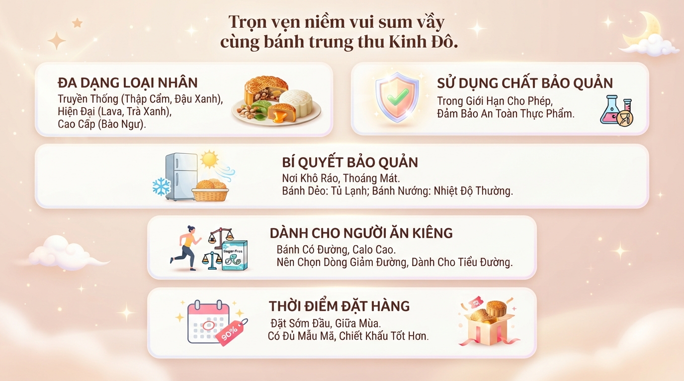 Bánh Trung thu Kinh Đô có mấy loại? Bảng giá và gợi ý mẫu hộp biếu tặng