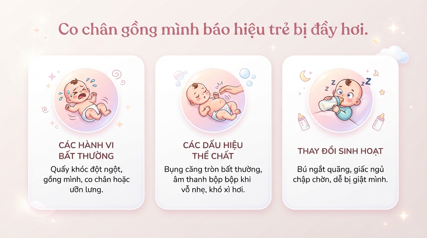 Nguyên nhân trẻ bị đầy hơi và cách xử lý hiệu quả tại nhà