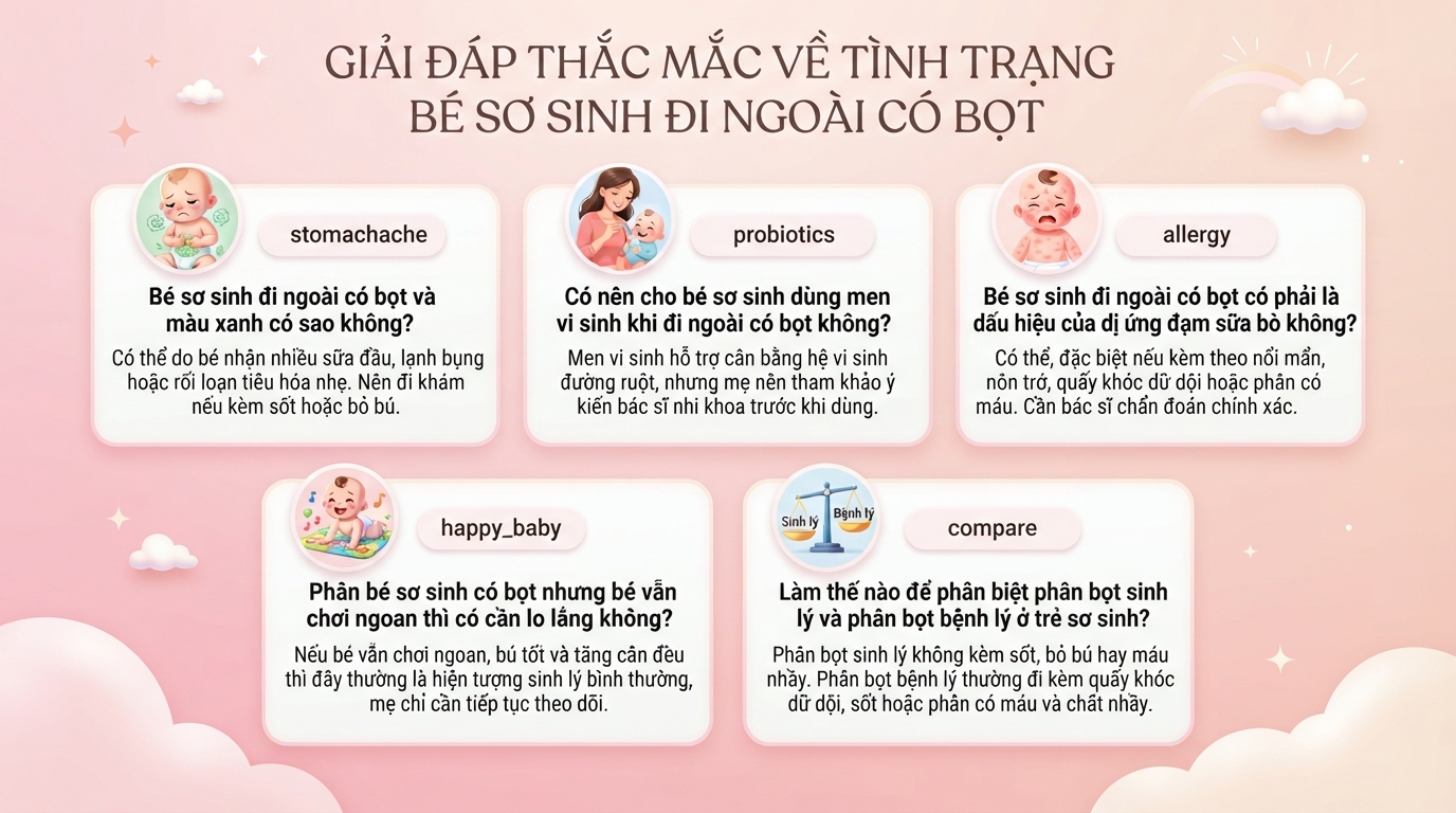 Bé sơ sinh đi ngoài có bọt là gì? Nguyên nhân, dấu hiệu nhận biết