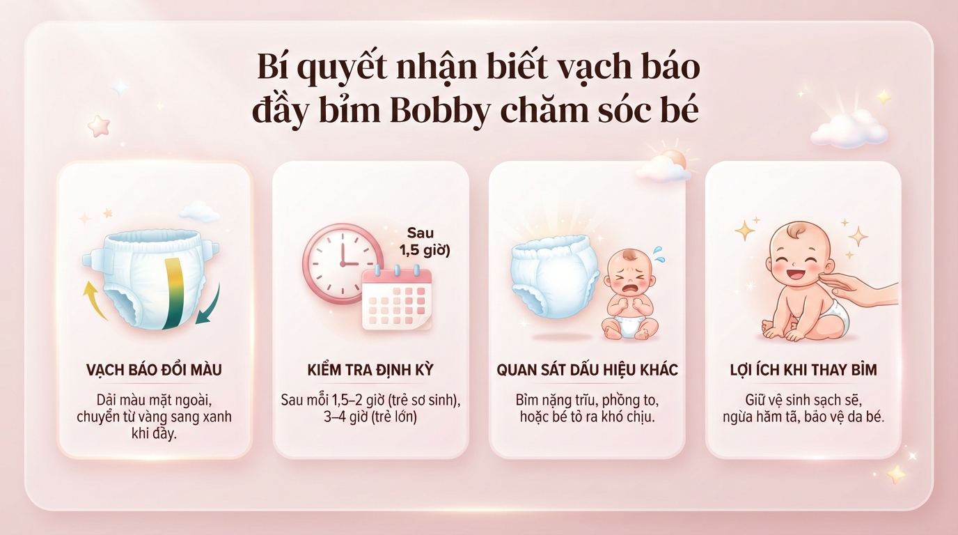 Vạch báo đầy bỉm Bobby ở đâu? Cách nhận biết và thời điểm thay tã cho bé
