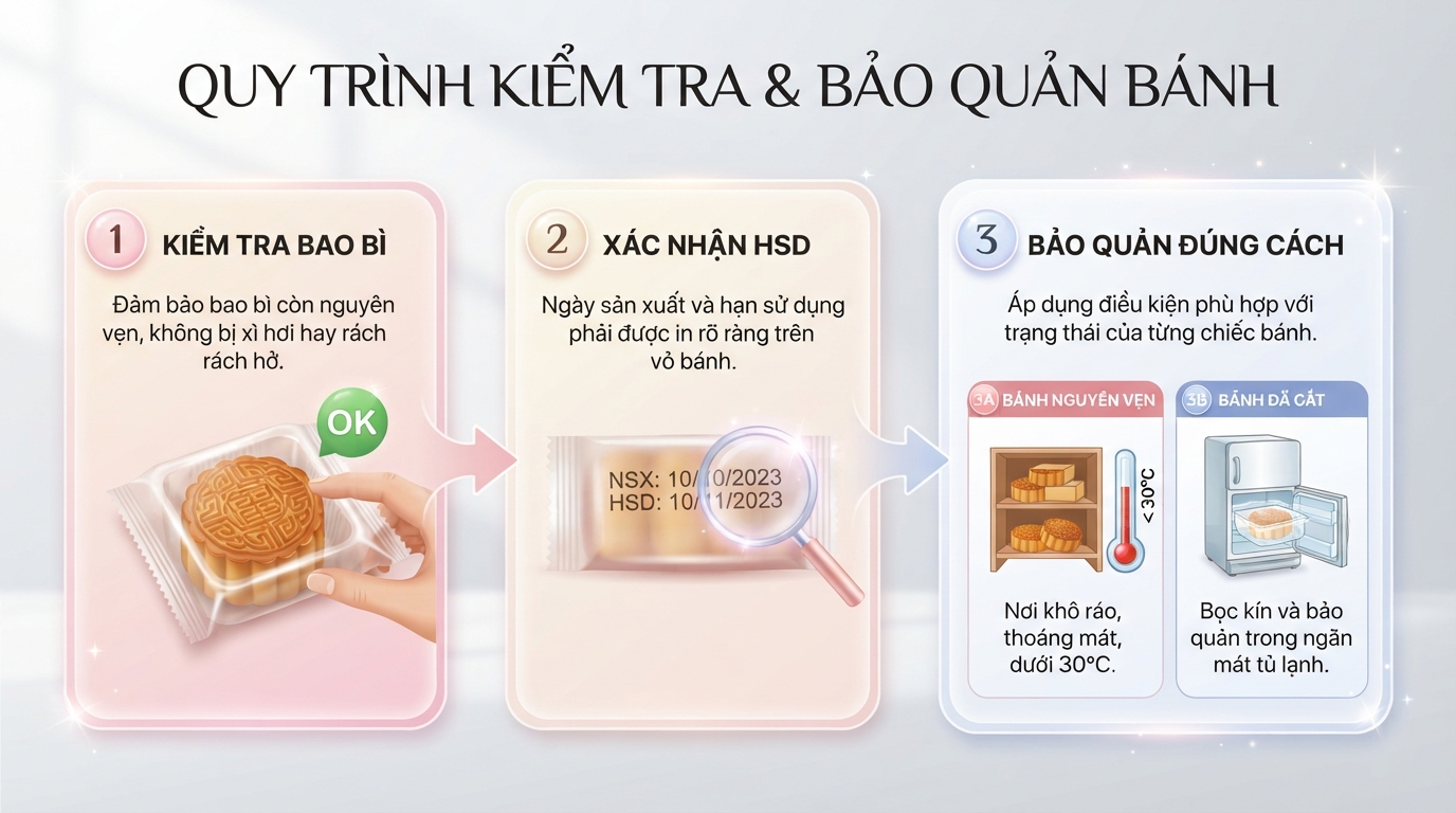 Các bước kiểm tra bao bì, hạn sử dụng và quy trình bảo quản bánh. Các bước kiểm tra bao bì, hạn sử dụng và quy trình bảo quản bánh.