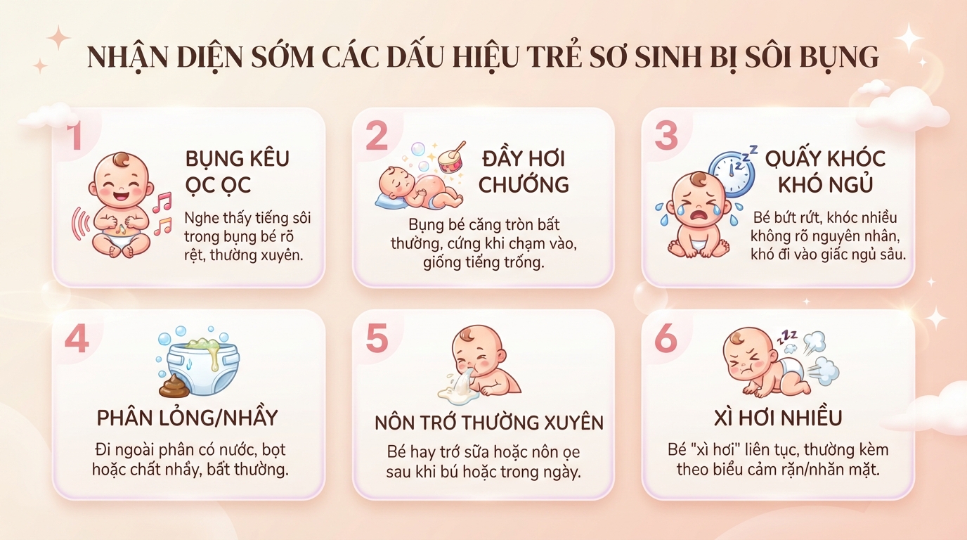 Trẻ sơ sinh bị sôi bụng có sao không? Khi nào cần đi khám?
