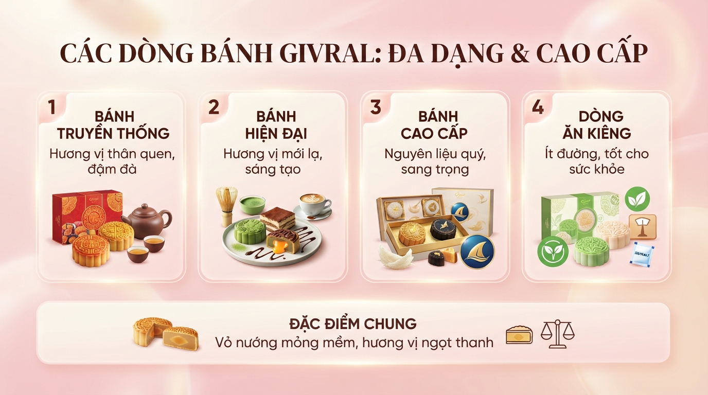 Các dòng bánh phong phú đáp ứng trọn vẹn từ thưởng thức đến biếu tặng cao cấp. Các dòng bánh phong phú đáp ứng trọn vẹn từ thưởng thức đến biếu tặng cao cấp.