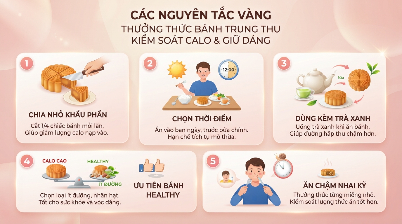 Các nguyên tắc vàng giúp thưởng thức bánh trung thu kiểm soát calo và giữ dáng