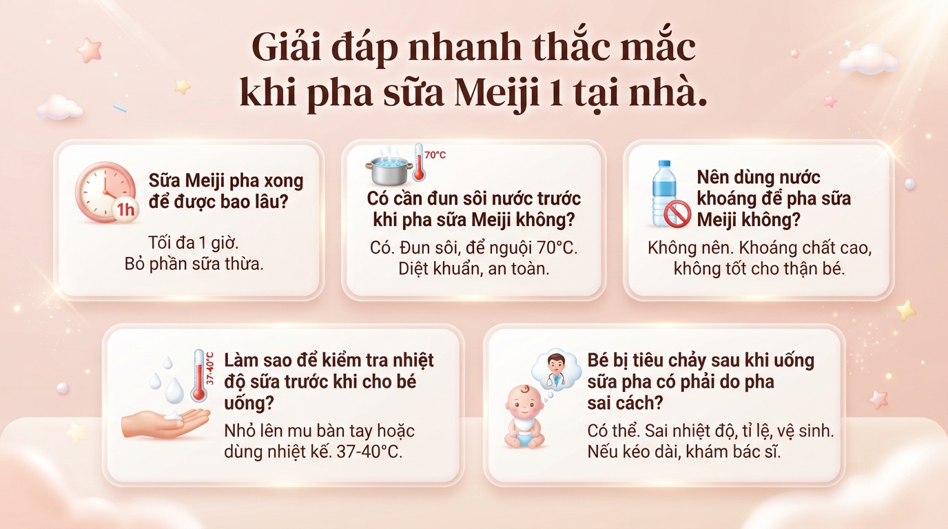 Cách pha sữa Meiji 1 chuẩn khoa học, giữ trọn dinh dưỡng cho bé