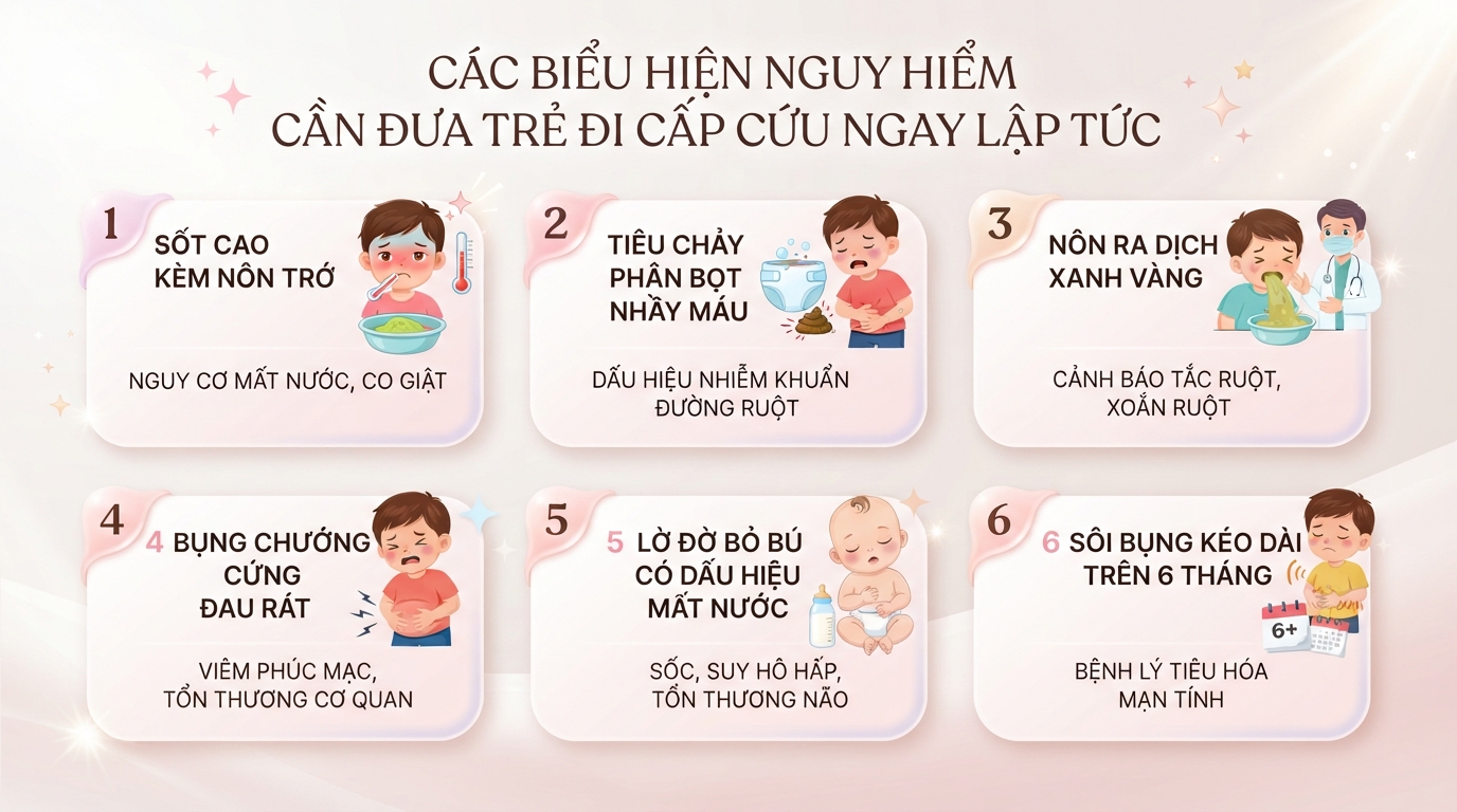Danh sách biểu hiện nguy hiểm cần cho trẻ đến ngay cơ sở y tế thăm khám. Danh sách biểu hiện nguy hiểm cần cho trẻ đến ngay cơ sở y tế thăm khám