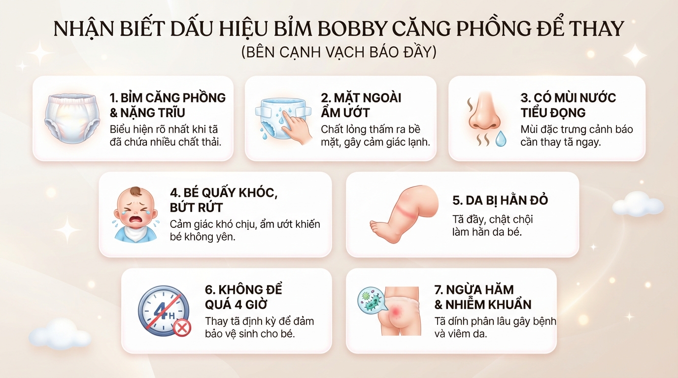 Vạch báo đầy bỉm Bobby ở đâu? Cách nhận biết và thời điểm thay tã cho bé