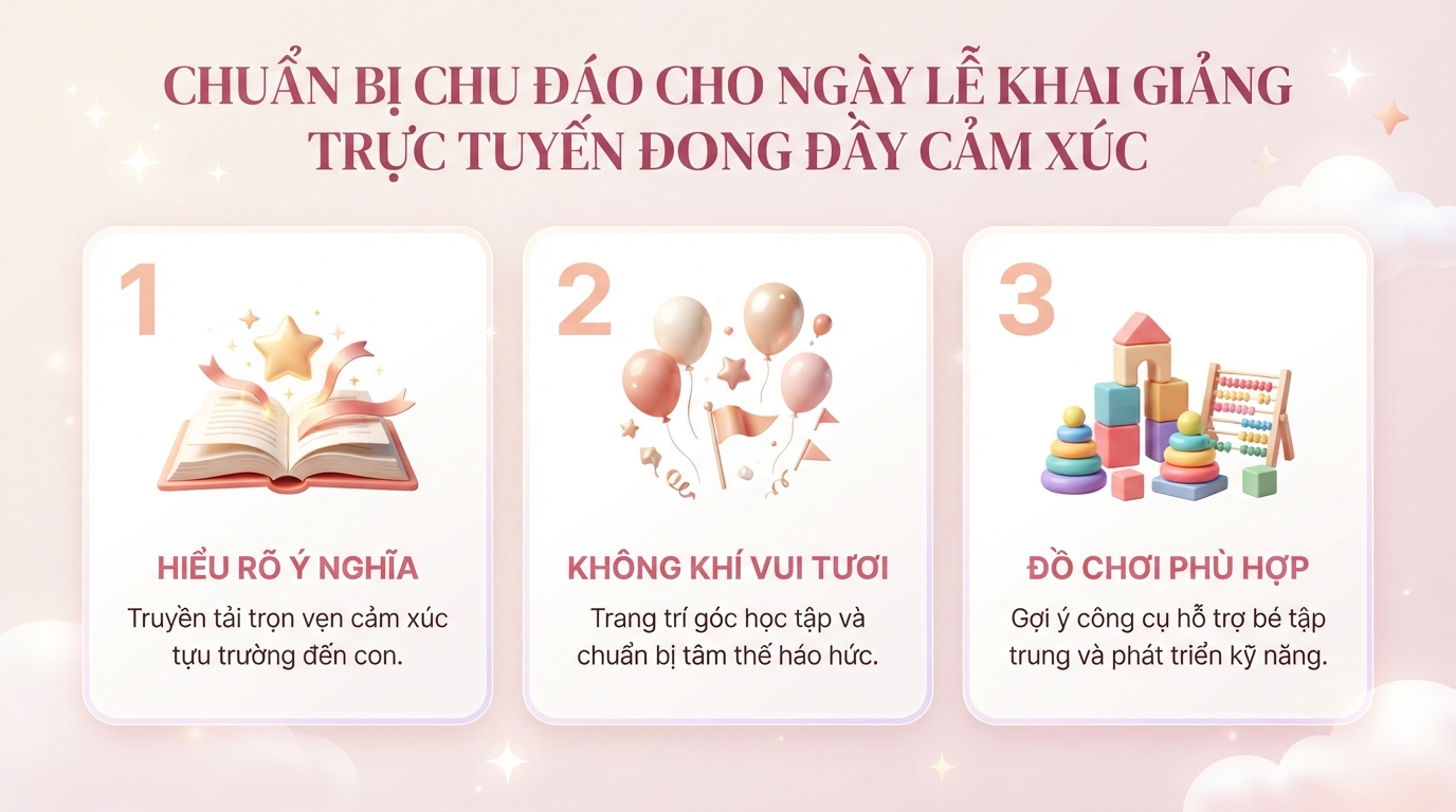 Lễ khai giảng trực tuyến là gì? Hướng dẫn chuẩn bị cho bé chu đáo