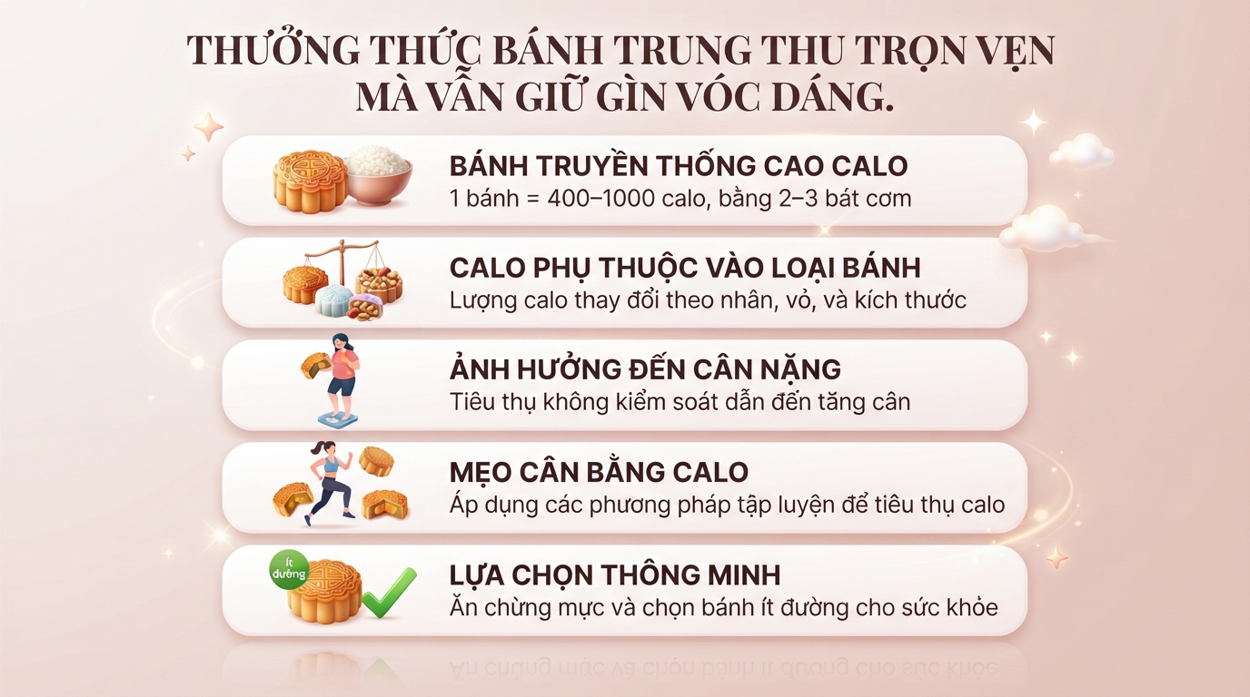 1 cái bánh trung thu bao nhiêu calo? Bảng calo và mẹo ăn không béo
