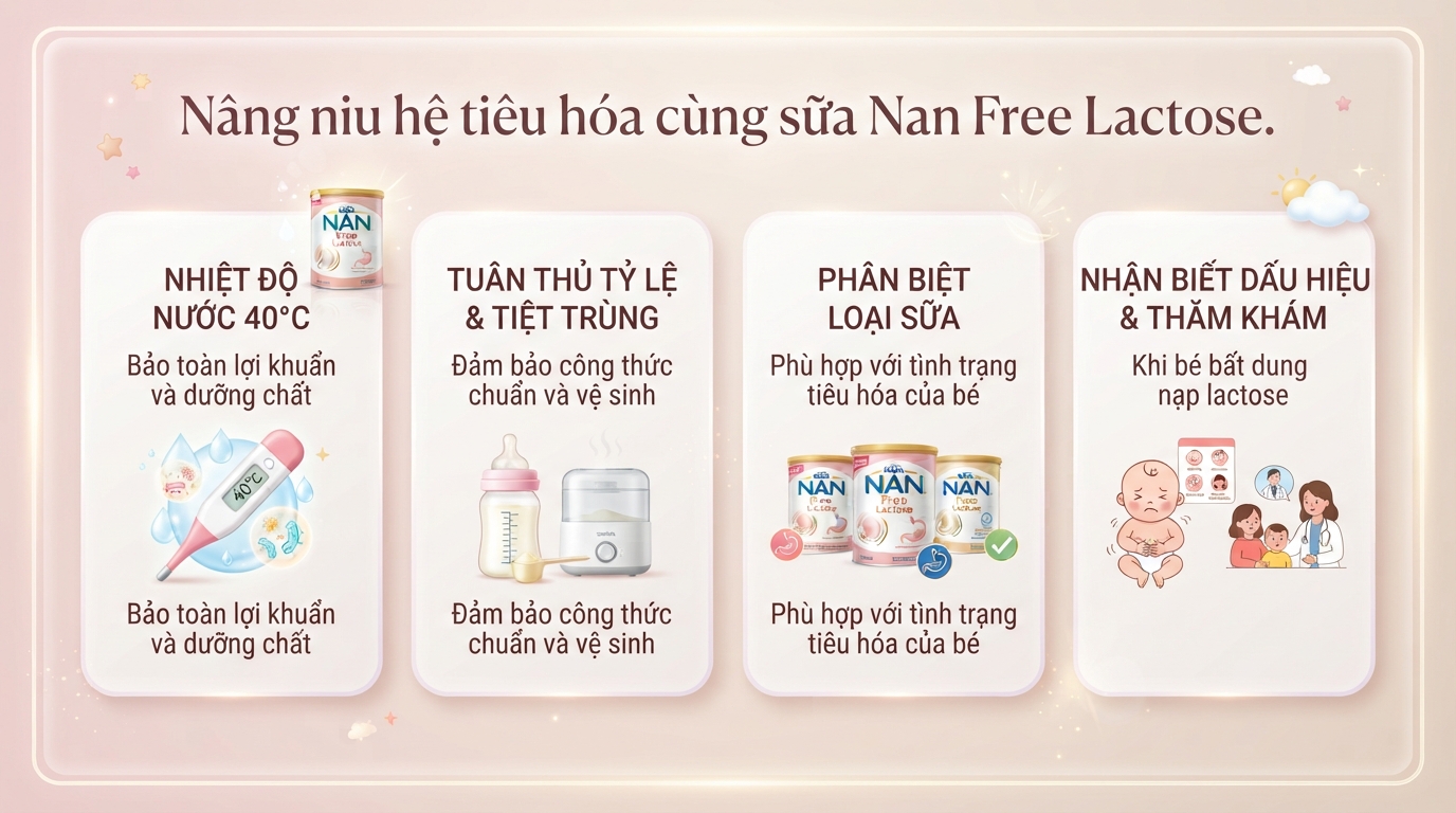 Cách pha sữa Nan Free Lactose đúng chuẩn giữ trọn 100% dinh dưỡng
