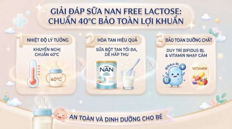 Giải đáp sữa nan free lactose pha bao nhiêu độ: chuẩn 40°C giúp bảo toàn lợi khuẩn. Giải đáp sữa nan free lactose pha bao nhiêu độ: chuẩn 40°C giúp bảo toàn lợi khuẩn.