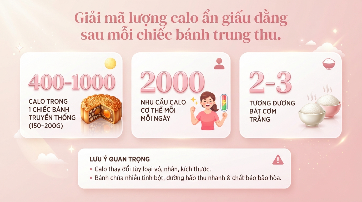 1 cái bánh trung thu bao nhiêu calo? Bảng calo và mẹo ăn không béo