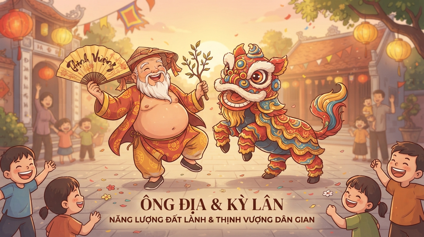 Hình tượng Ông Địa tượng trưng cho năng lượng đất lành và sự thịnh vượng trong dân gian. Hình tượng Ông Địa tượng trưng cho năng lượng đất lành và sự thịnh vượng trong dân gian.