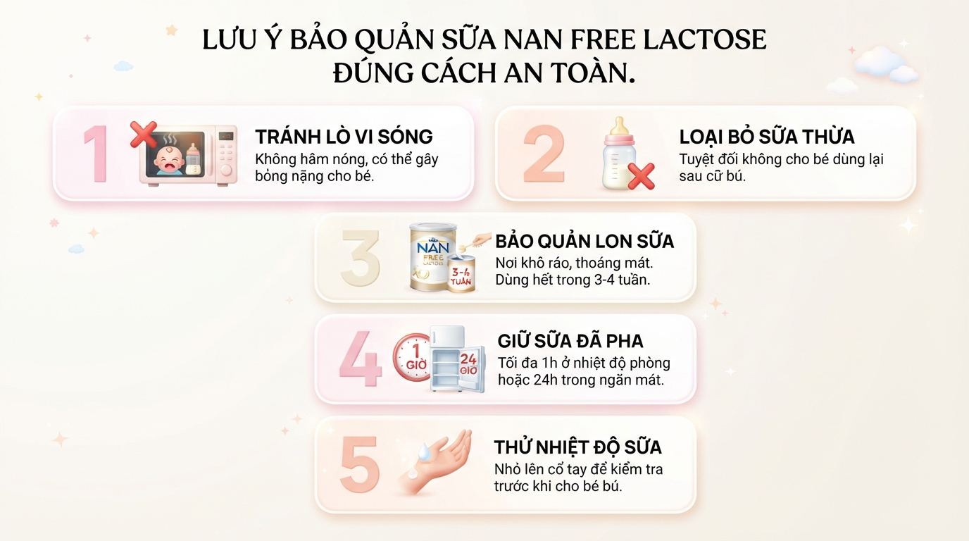 Cách pha sữa Nan Free Lactose đúng chuẩn giữ trọn 100% dinh dưỡng