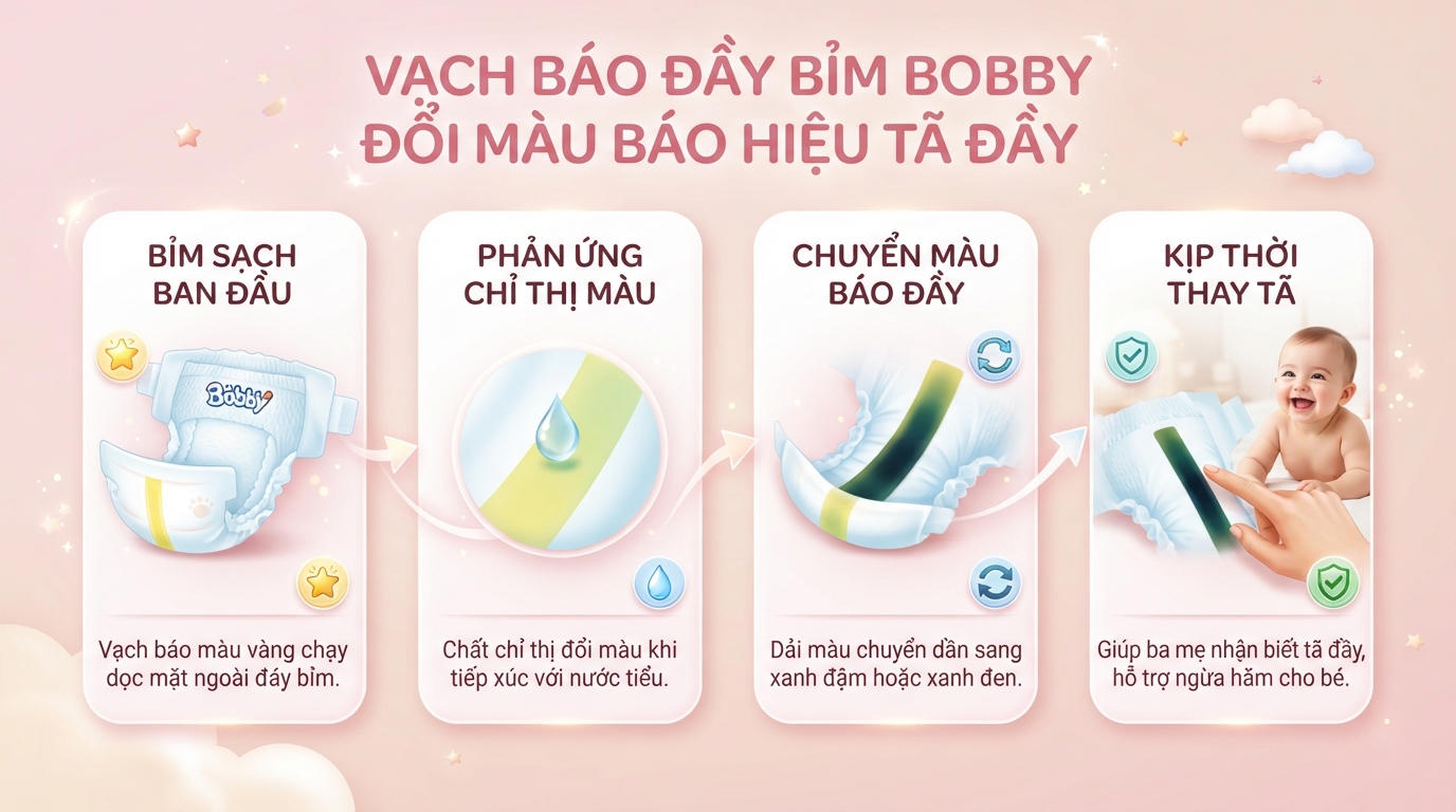 Vạch báo đầy bỉm Bobby ở đâu? Cách nhận biết và thời điểm thay tã cho bé