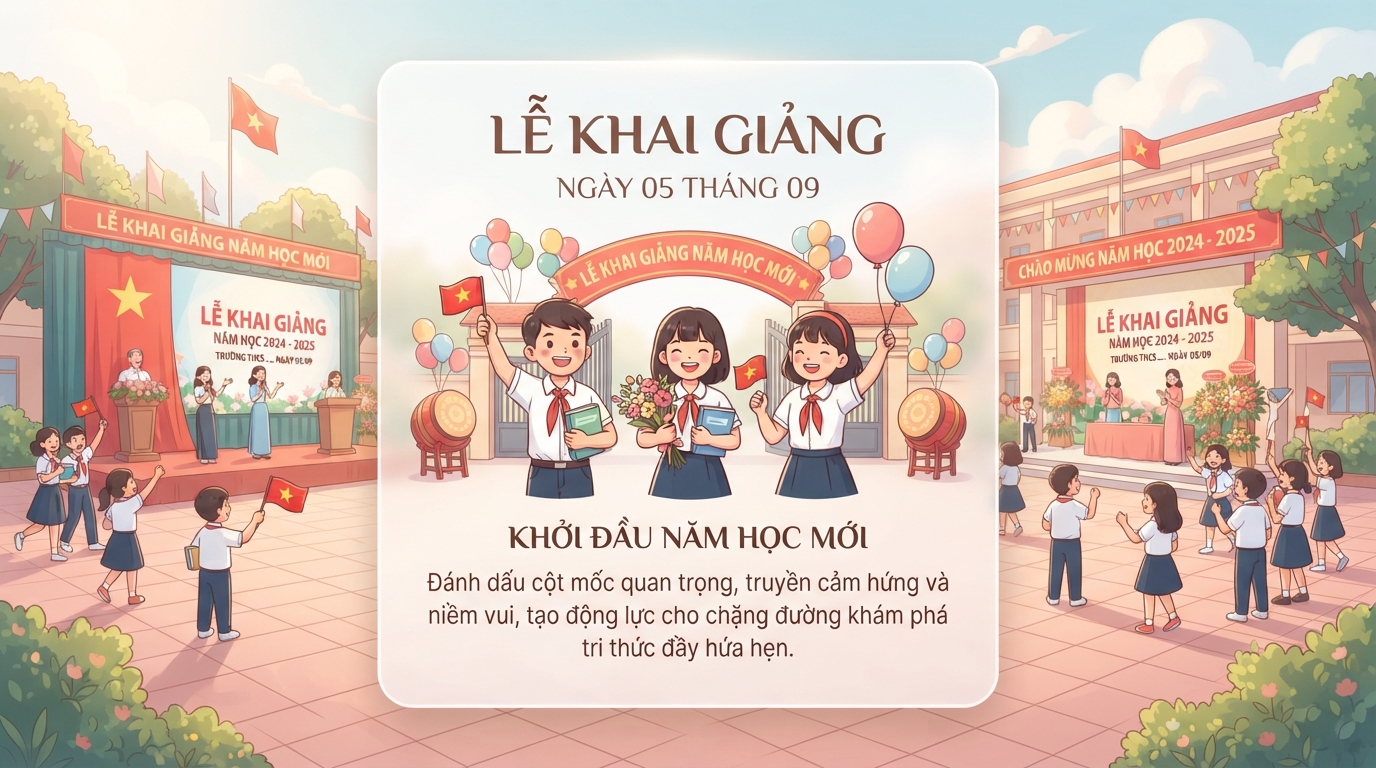 Lễ khai giảng ngày 5 tháng 9 đánh dấu mốc khởi đầu năm học mới cho học sinh toàn quốc