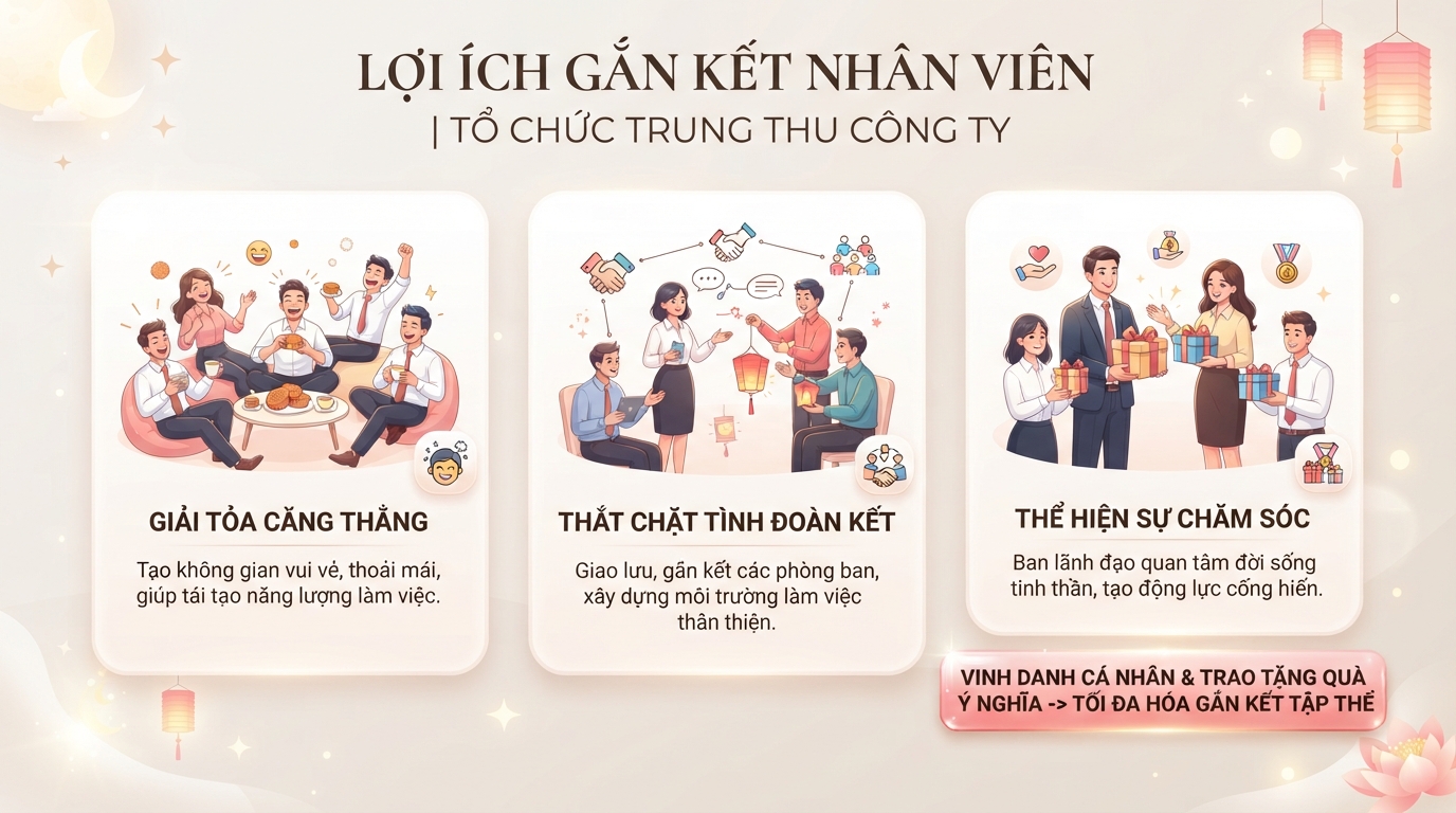 Lợi ích gắn kết nhân viên từ 6 ý tưởng tổ chức trung thu cho công ty. Lợi ích gắn kết nhân viên từ 6 ý tưởng tổ chức trung thu cho công ty