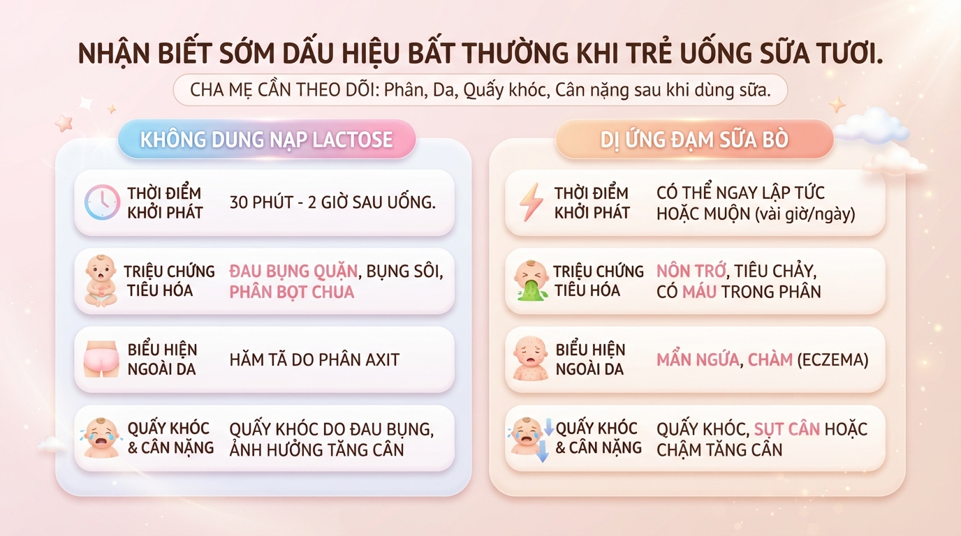 Trẻ bị rối loạn tiêu hóa có nên uống sữa tươi không? Lưu ý ba mẹ nên biết