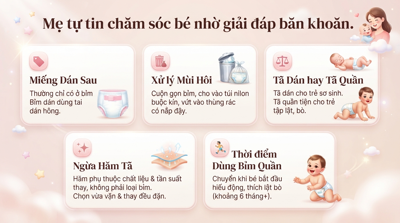 Miếng dán sau bỉm quần dùng để làm gì? Công dụng bất ngờ mẹ nên biết