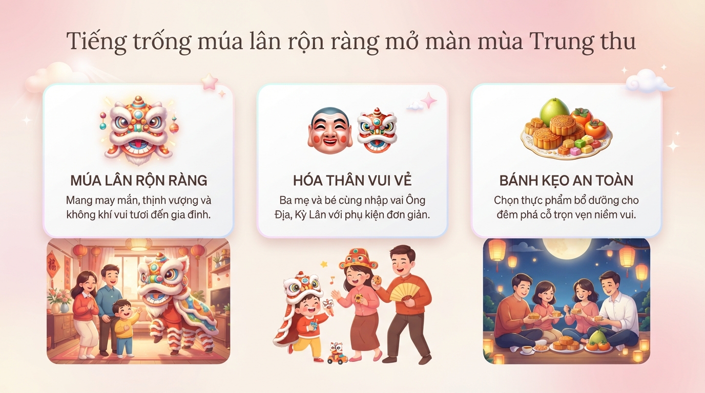 Múa lân trung thu là gì? Nguồn gốc, ý nghĩa và gợi ý chuẩn bị đồ chơi cho bé