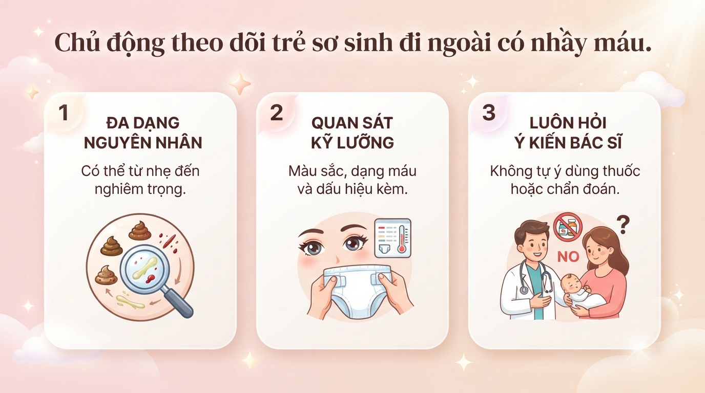 Trẻ sơ sinh đi ngoài có nhầy máu có nguy hiểm không? Nguyên nhân và cách xử lý an toàn