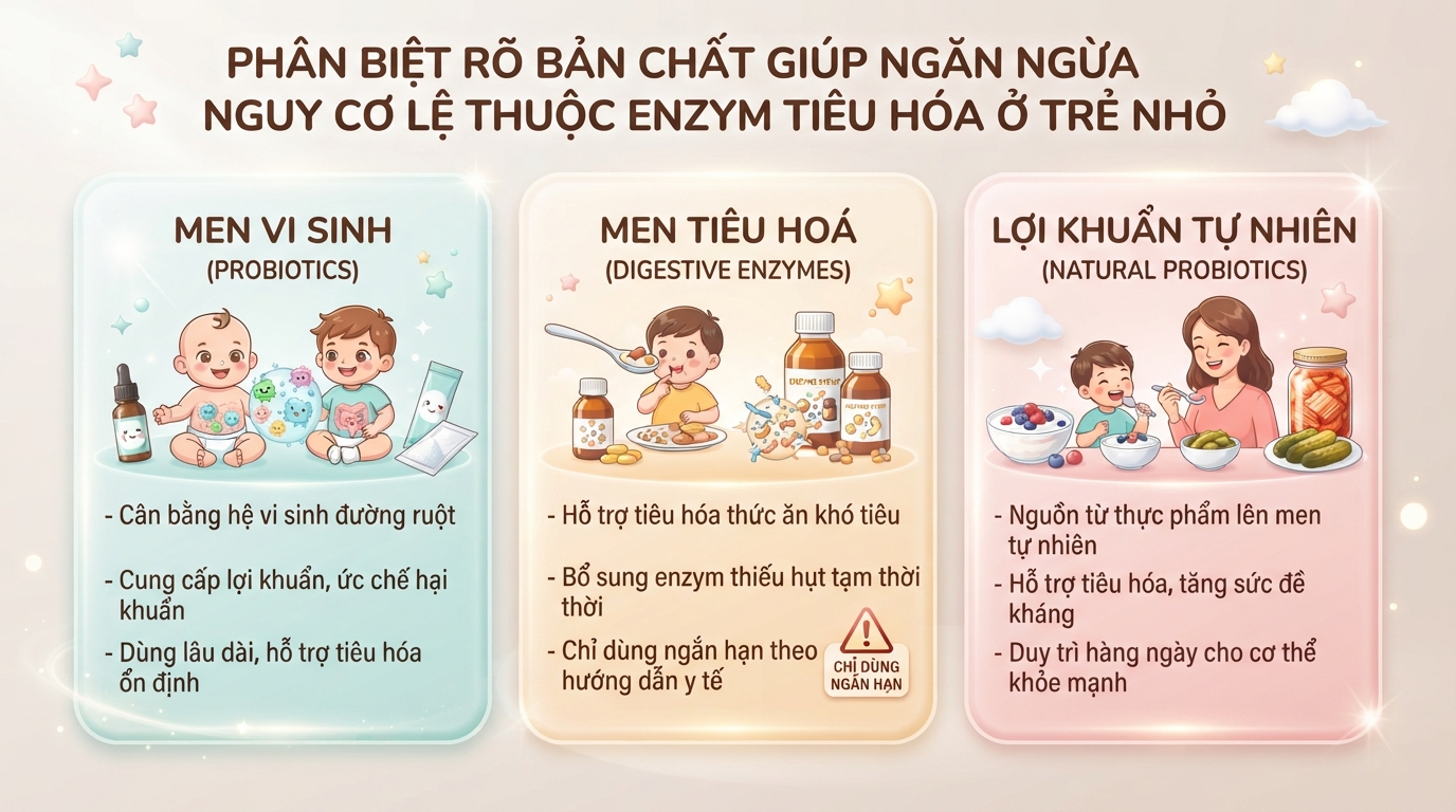 Phân biệt rõ bản chất giúp ngăn ngừa nguy cơ lệ thuộc enzym tiêu hóa ở trẻ
