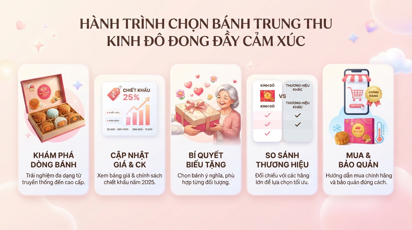 Bánh Trung thu Kinh Đô có mấy loại? Bảng giá và gợi ý mẫu hộp biếu tặng