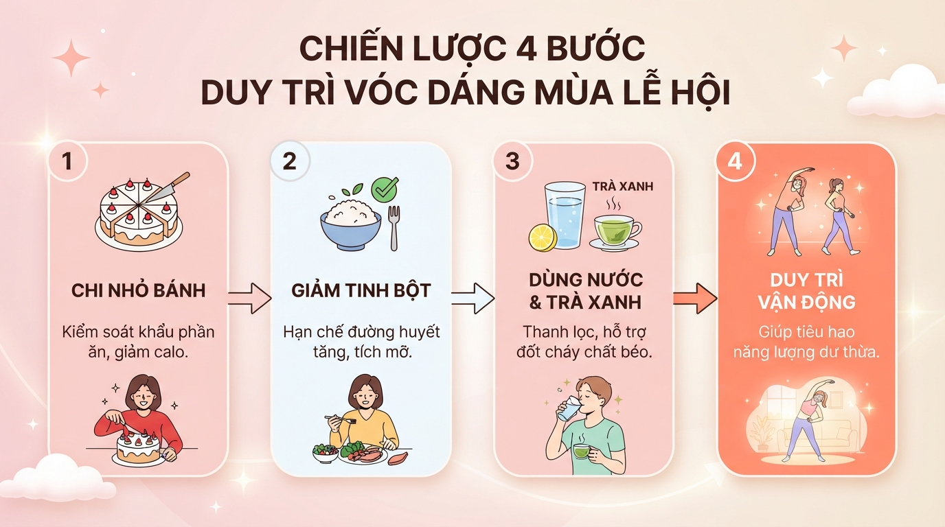 Quy trình bốn bước hỗ trợ duy trì vóc dáng trong mùa lễ hội