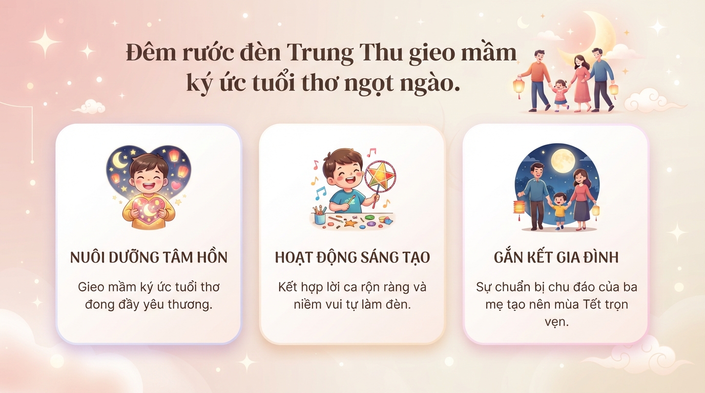 Rước đèn Trung Thu giúp gắn kết yêu thương và khai mở sáng tạo cho bé